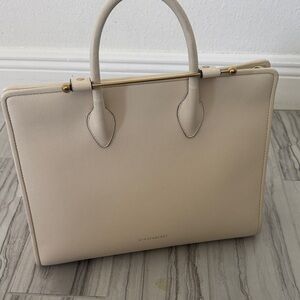 Strathberry Cream Leather Top-Handle Bag